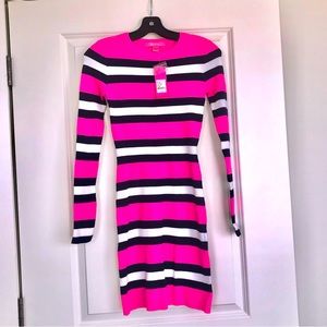 Lilly Pulitzer Adeen Sweater Dress NWT Size XS Pink/Navy/White Safari Stripes